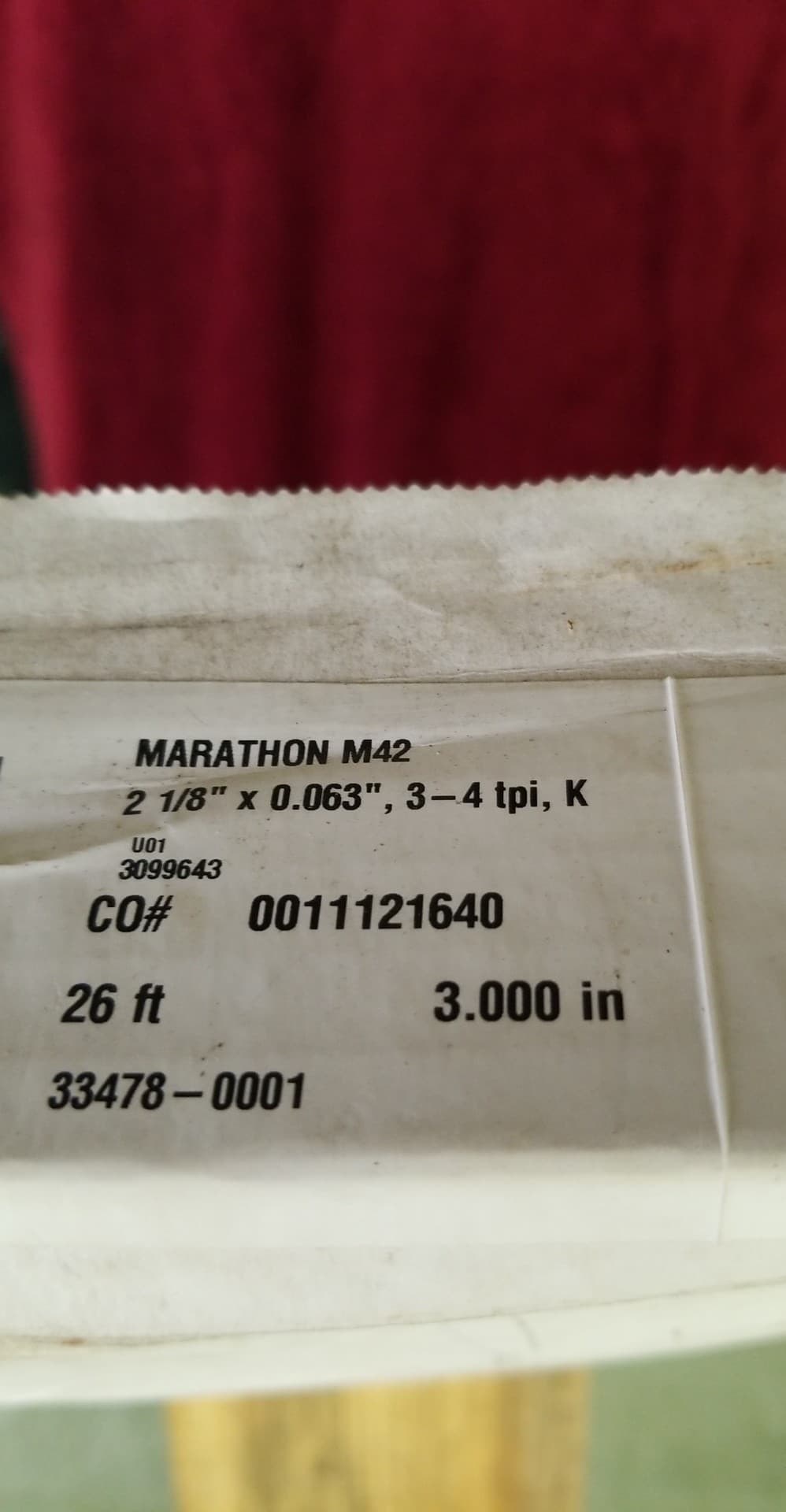 WIKUS MARATHON M42 METAL SAW BLADE 26' X 2 1/8" 3-4 TPI