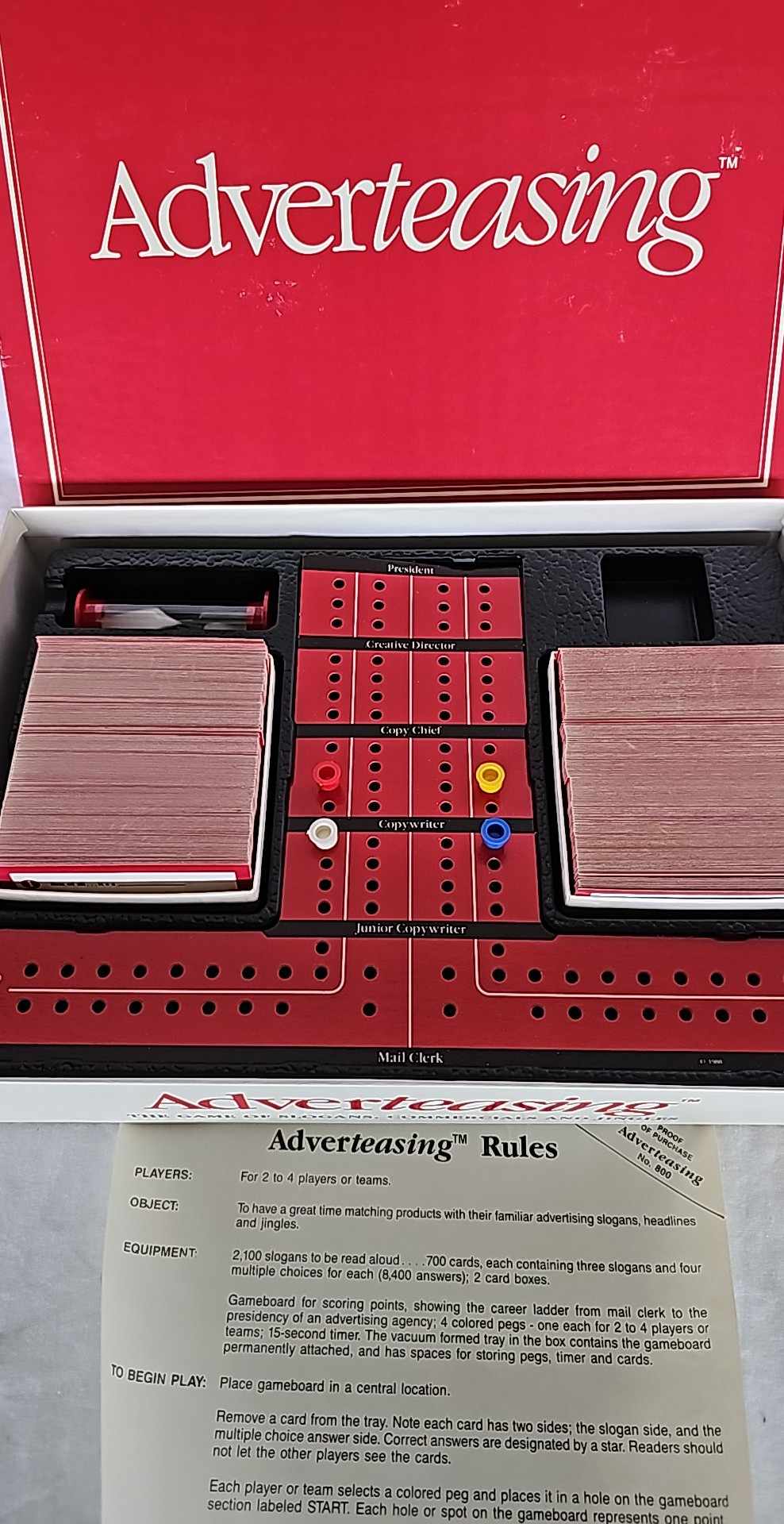 ADVERTEASING THE GAME OF SLOGANS,COMMERCIALS AND JINGLES VINTAGE 1988